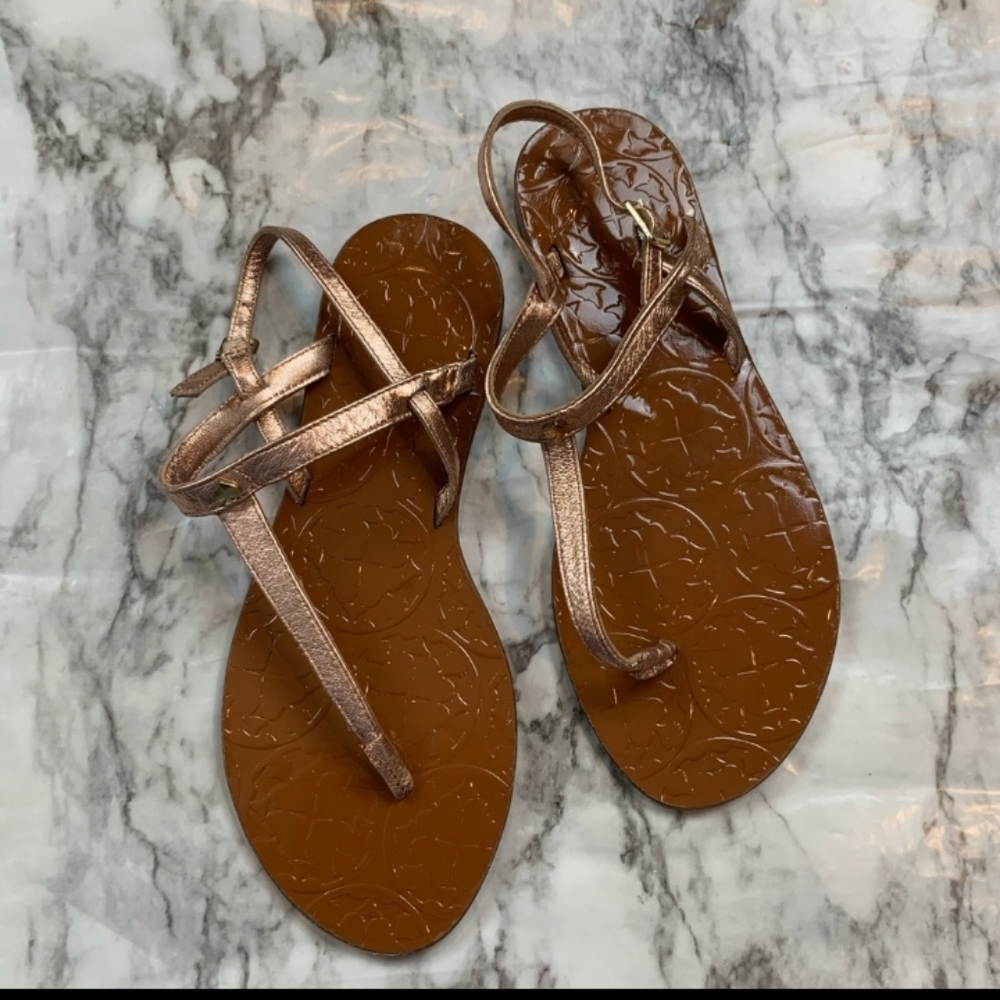 New Kate Spade Thong Sandals Rose Gold Metallic